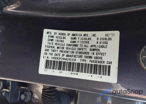 2017 Honda Accord Lx from USA, damaged, VIN 1HGCR2F34HA240336